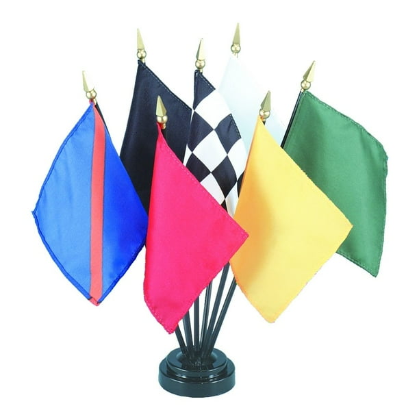 Official Auto Racing Mounted Nylon Seven Flag Set Start Checker Yellow 2' x 2' Official Auto Racing Mounted Nylon Seven Flag Set Start Checker Yellow 2' x 2'